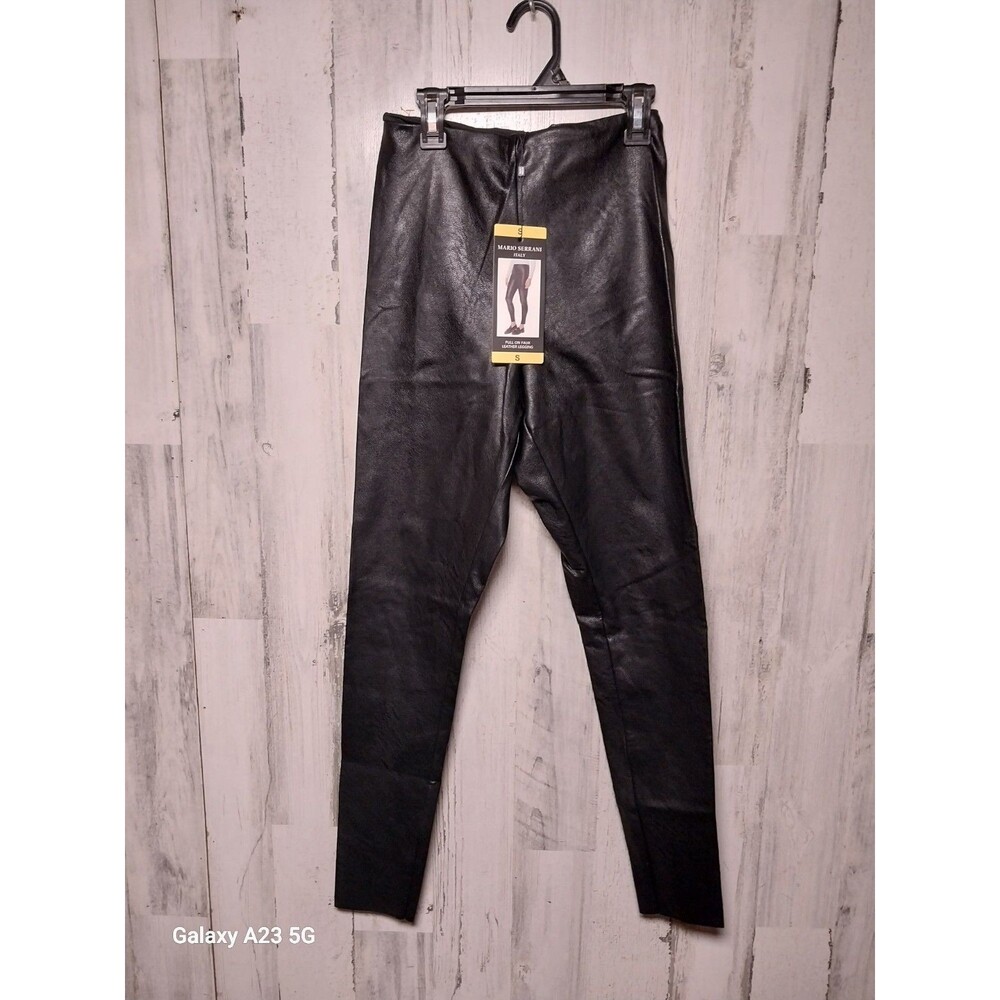 Mario Serrani Italy Women's Faux Leather Leggings Tummy Control Black Size Small